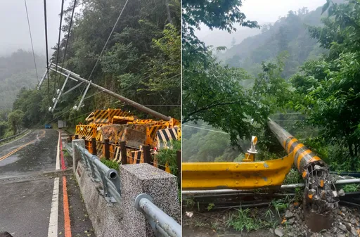 台中山區豪雨、土石流肆虐 梨山4支電桿倒塌!仍有千戶停電