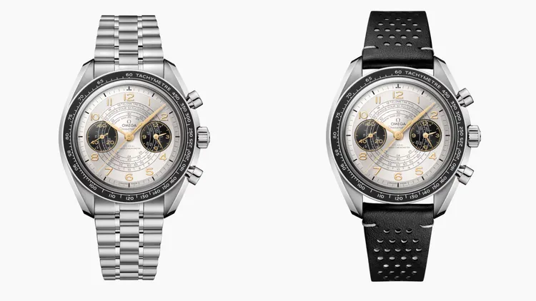 OMEGA超霸系列Chronoscope Paris 2024腕錶，43mm，不鏽鋼錶殼，蛋白銀白色錶盤，歐米茄9908同軸擒縱大師天文台認證機芯，動力儲存60小時，防水深度50米，不鏽鋼錶鍊款32萬4000元、皮革錶帶款31萬3000元。品牌提供