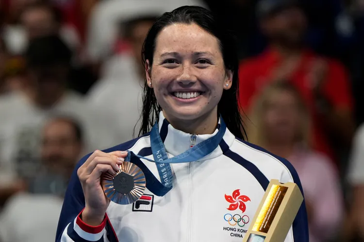香港選手何詩蓓在游泳項目，拿下女子200公尺自由式銅牌。美聯社