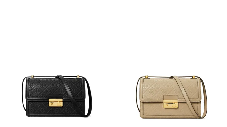 TORY BURCH T Monogram Leather單肩包，各2萬4900元。品牌提供