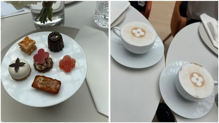 LV「珠寶盒」甜點六入組與熱拿鐵。張家玲攝