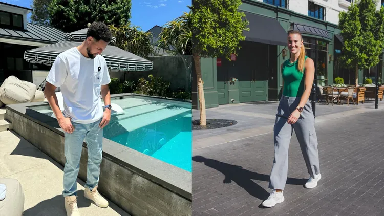 NBA神射手「K湯」Klay Thompson（左圖）和WNBA三分球后Sabrina都戴上了T-Touch Connect Sport運動版觸控腕錶。翻攝klaythompson、sabrina_i IG