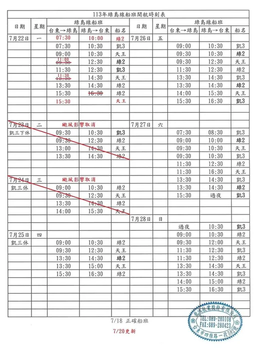 凯米台风逼近　23、24日往返绿岛兰屿船班取消