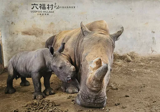 六福村犀牛家族再添新血 妈妈桃太郎2分钟顺产超萌小犀牛