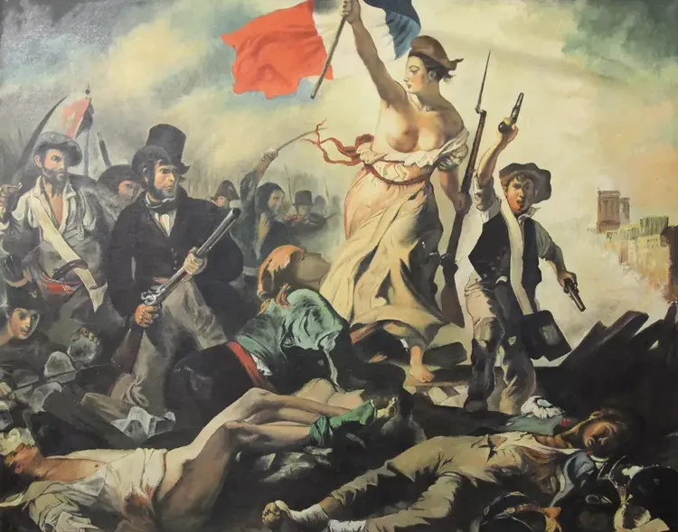 德拉克洛瓦經典畫作《自由引導人民 》。翻攝自知乎