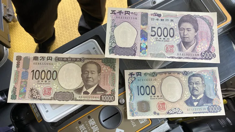 日本3種面額的新鈔。翻攝自X