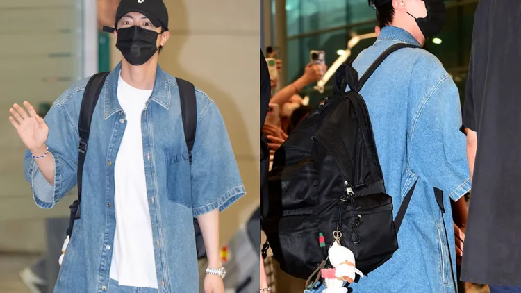 JIN完成2024巴黎奧運傳遞聖火後，身著全套GUCCI返回南韓。品牌提供