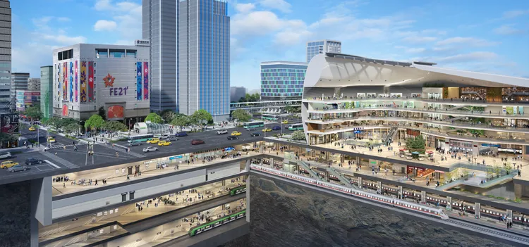 桃園新站完工示意圖。桃園市府提供