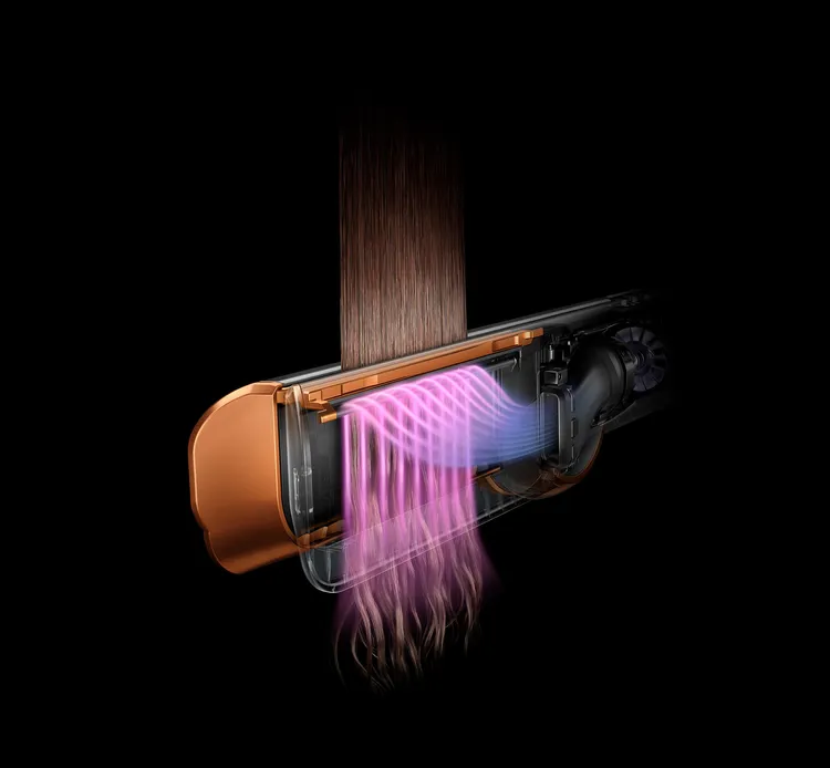 Dyson Airstrait二合一吹風直髮器科技圖。Dyson提供。