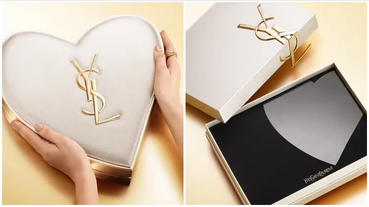 YSL奢金燦銀訂製心形與方形禮盒。品牌提供