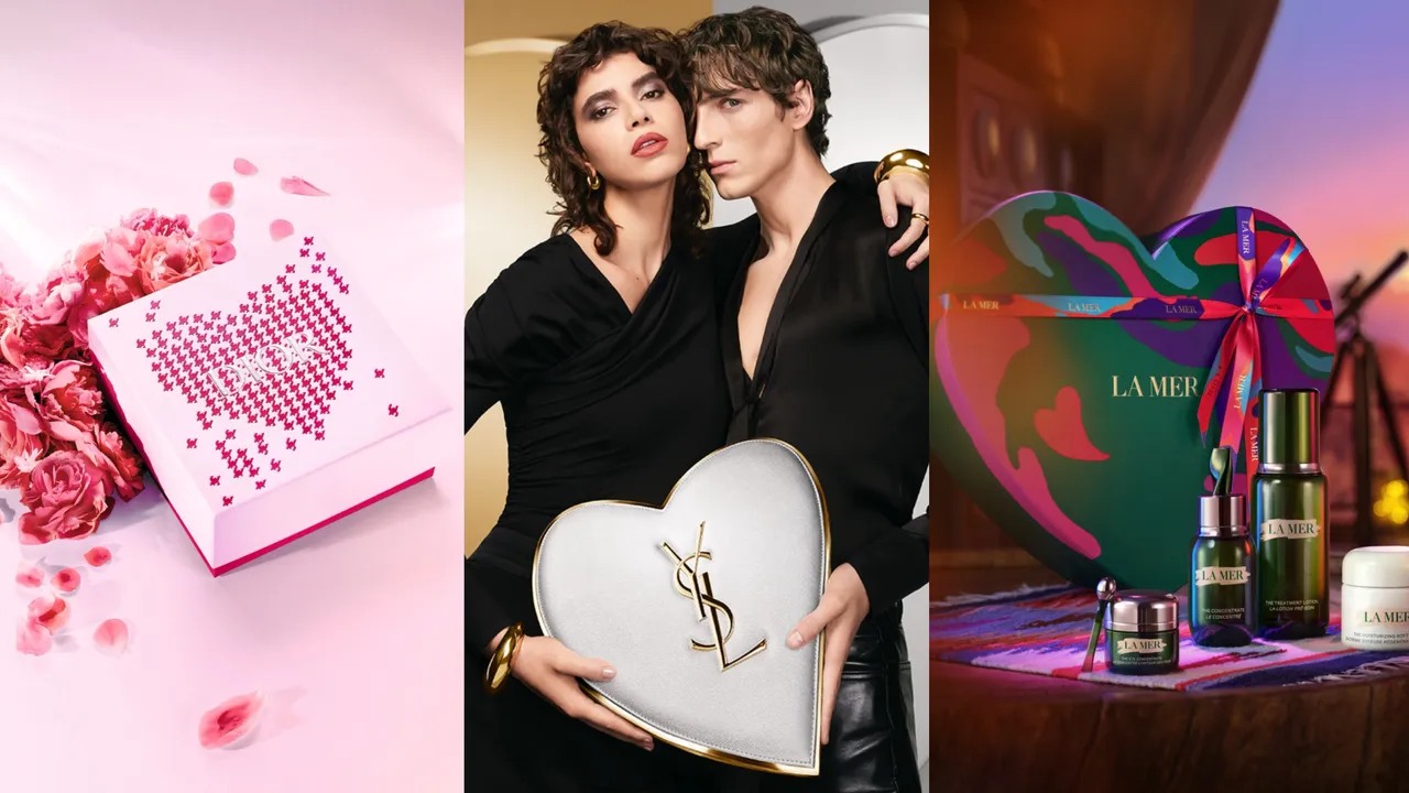 Dior（左起）、YSL、LA MER帶來的七夕限定禮盒包裝。品牌提供