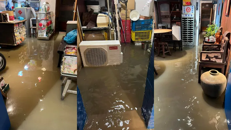 大雨淹進清水民眾家中。翻攝臉書