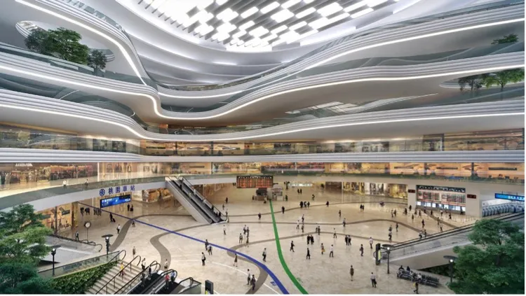 桃園車站大廳3D模擬示意圖。鐵道局提供