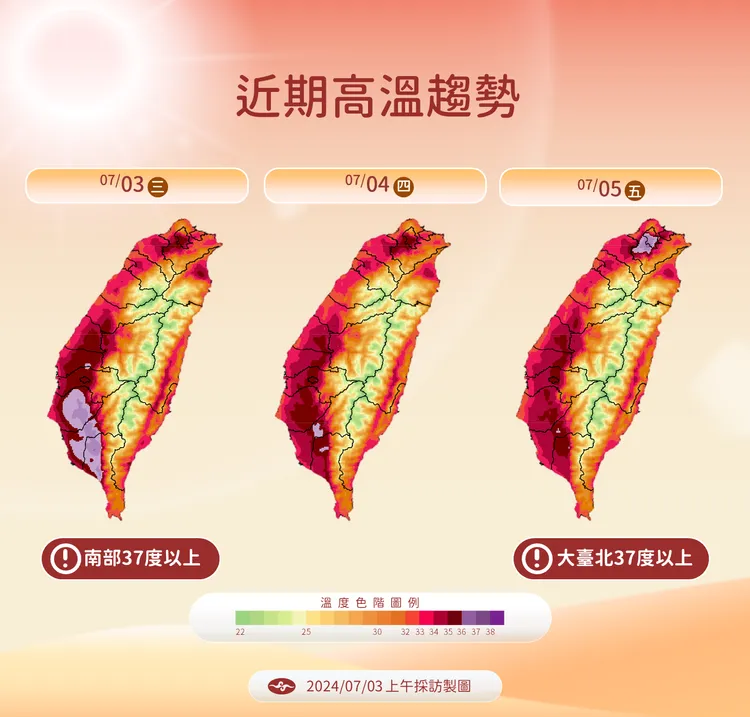 高溫趨勢。中央氣象署提供