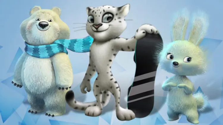 2014年俄羅斯冬季奧運會吉祥物為三隻北極動物，野兔、北極熊和豹。翻攝自奧運官網