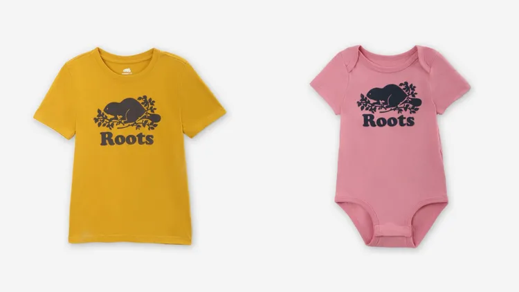 「CORE經典商品」童裝COOPER BEAVER短袖T恤（左）、嬰兒COOPER BEAVER包屁衣，各1280元。品牌提供