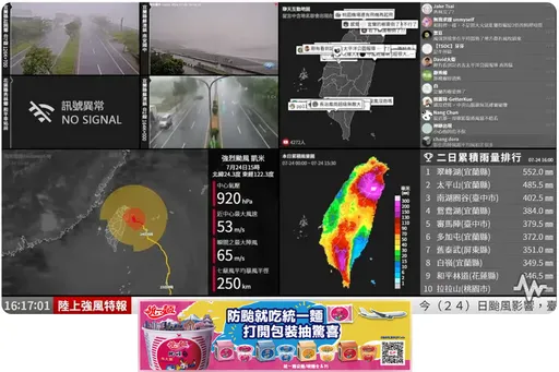 凱米颱風即時追蹤 YouTube頻道實況直播