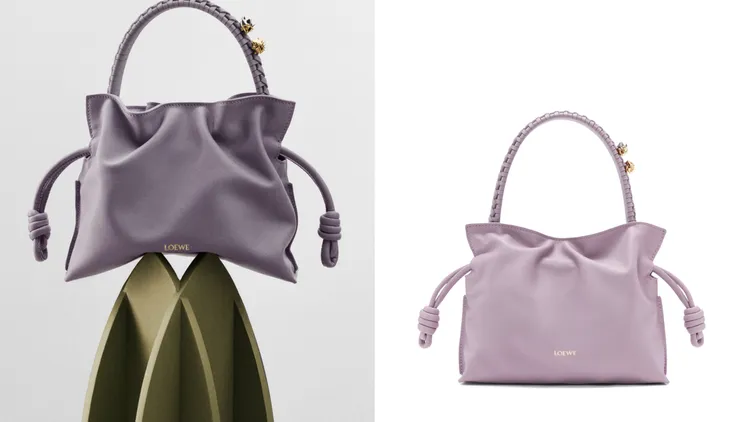 LOEWE Flamenco迷霧紫納帕小牛皮迷你肩背包，10萬1000元。品牌提供