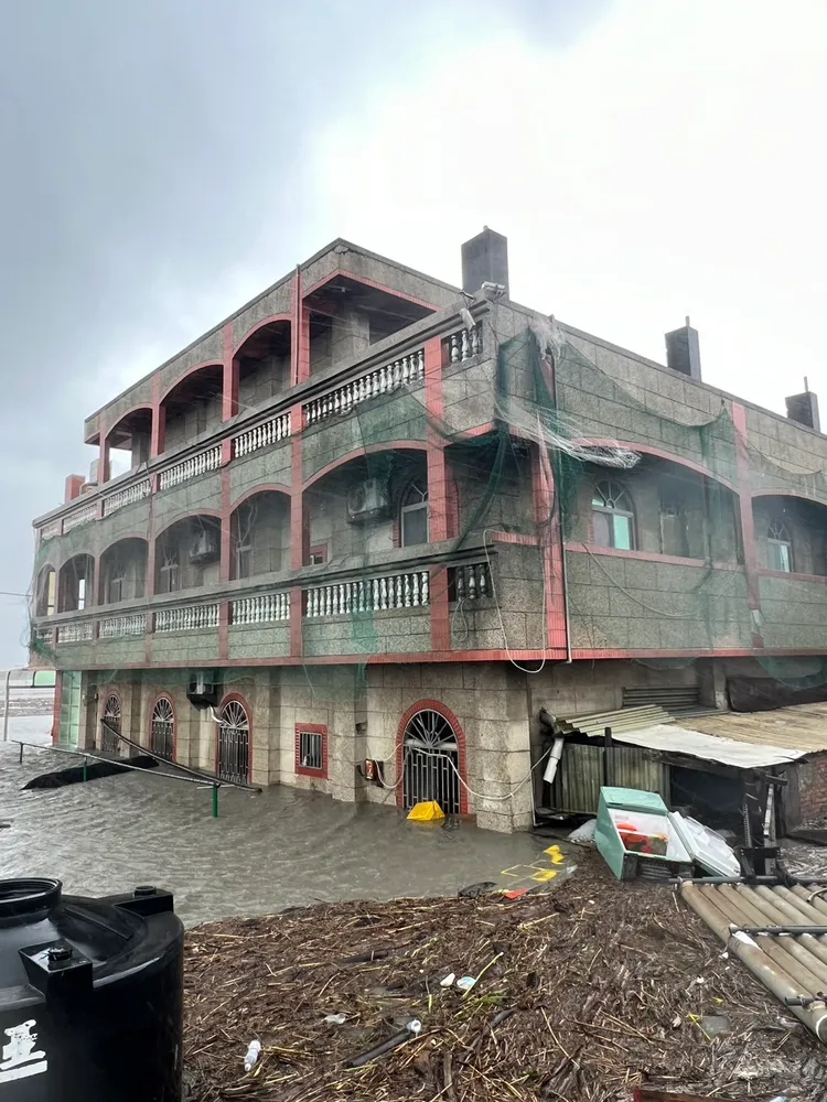 濁水溪暴漲造成大城鄉民宅淹水。民眾提供