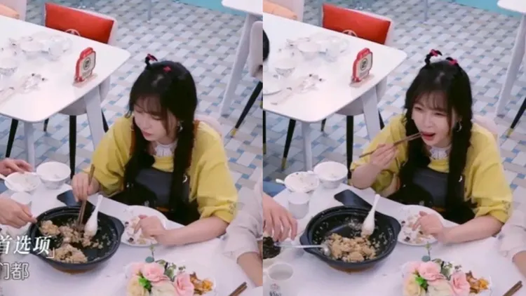 虞書欣在《中餐廳8》中疑似沒有使用公筷。翻攝微博