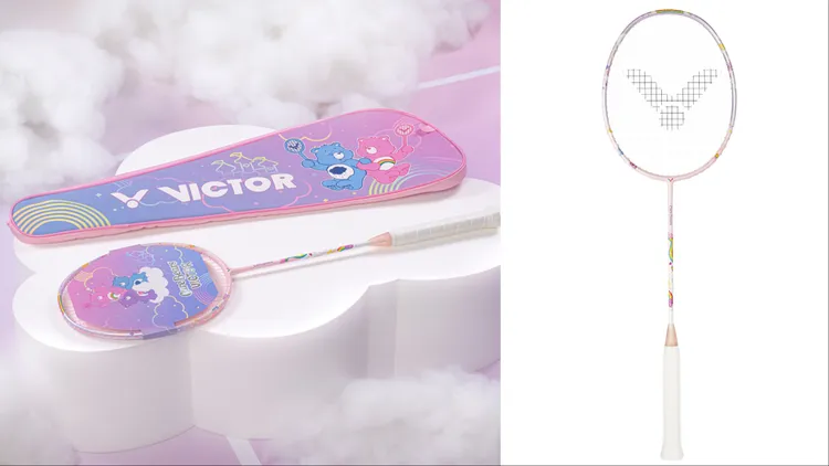 VICTOR X Care Bears聯名系列球拍（粉紫）3880元。品牌提供