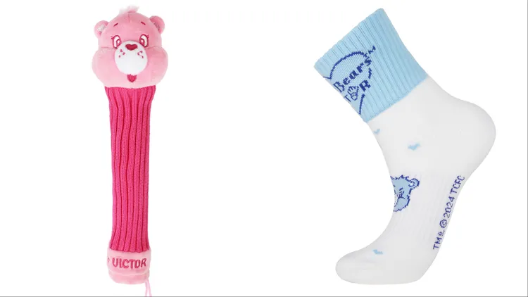 VICTOR X Care Bears聯名系列球拍握柄保護套（左）350元、運動襪280～300元。品牌提供