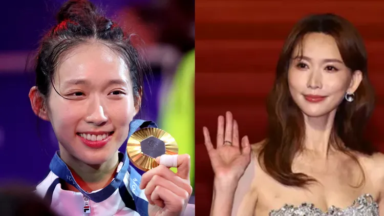 香港選手江旻憓（左，路透社）因笑容與林志玲（右，資料照片）相近，被稱為「小林志玲」。