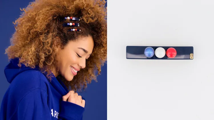 珍珠法國旗仕女夾（6公分）4200元、 （8公分）4600元。品牌提供