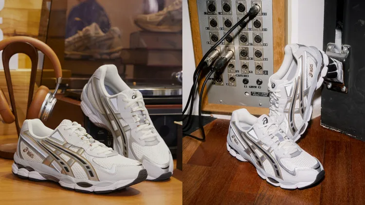 鞋款以網眼基底搭配異材質拼接與撞色設計。品牌提供