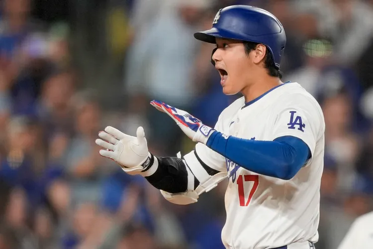 大谷翔平慶祝第27轟。美聯社