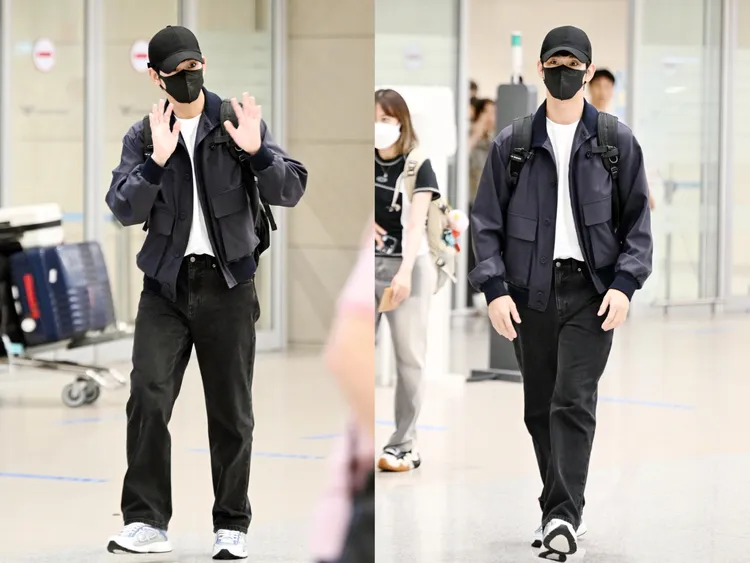 金秀賢離台時穿上DIOR外套與球鞋。品牌提供