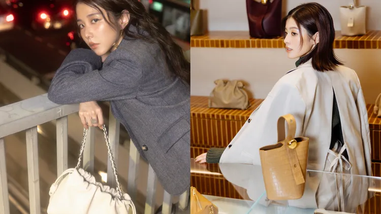 邵雨薇（左）與詹子萱演繹LOEWE包款和服裝。品牌提供