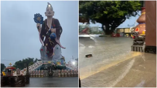 濟公像遭淹！雨灌高雄連廟也遭殃　一片汪洋畫面曝光