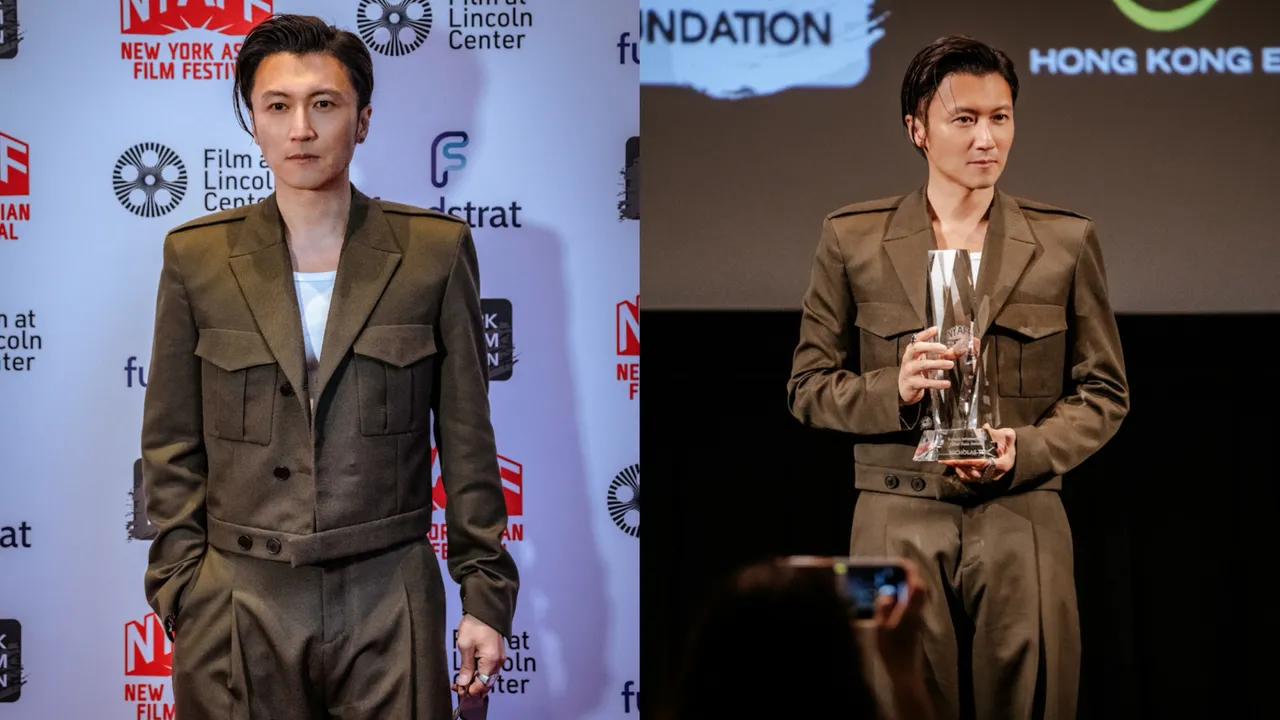 謝霆鋒身著GIVENCHY服飾，在亞洲電影節，獲頒「國際銀幕亞洲之星」。品牌提供