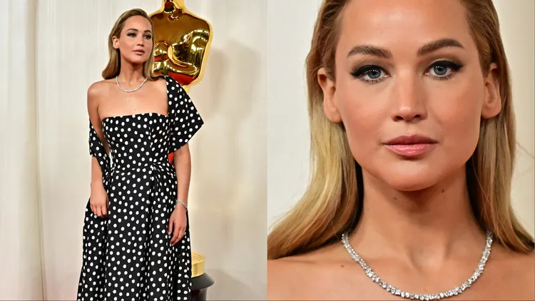 珍妮佛勞倫斯搭配培育鑽石系列高級訂製款。品牌提供