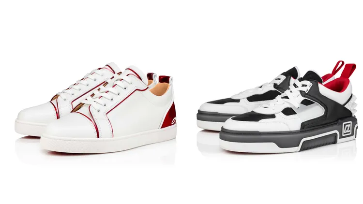 FUN LOUIS JUNIOR紅白色低筒運動鞋（左）3萬3000元、ASTROLOUBI黑白色低筒運動鞋3萬7500元。品牌提供