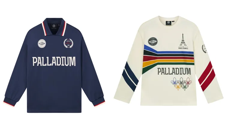 復古POLO衫法國藍（左）2390元、潮流運動長袖T恤香草冰色2890元。品牌提供