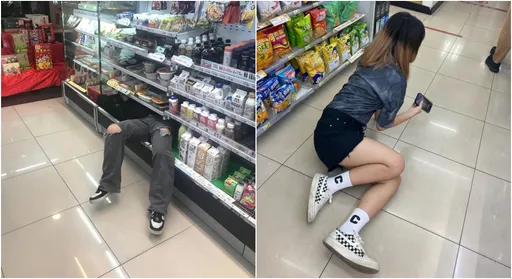 捷運逃票國中妹再出包!「上半身塞進超商冰櫃」 網傻眼:低配太平間