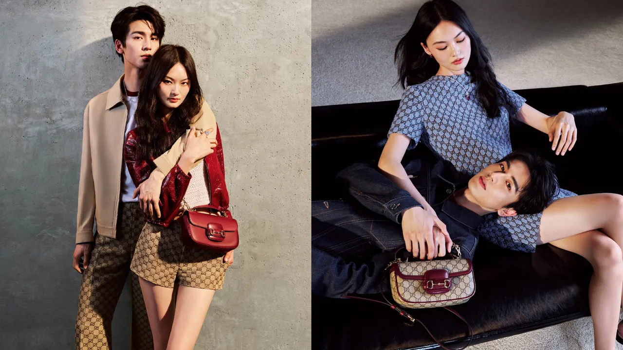 中國新生代演員張凌赫和超模賀聰在GUCCI七夕形象廣告中大放閃。品牌提供