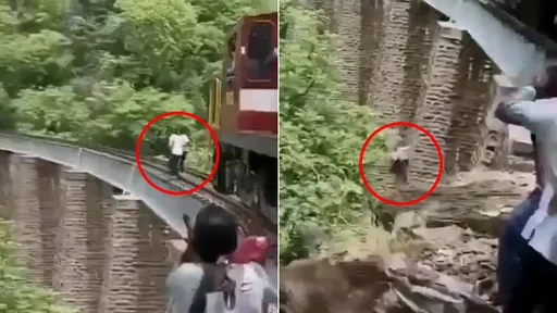 驚悚影片|闖鐵路橋拍照不知火車逼近 夫妻急跳27公尺高大橋重傷