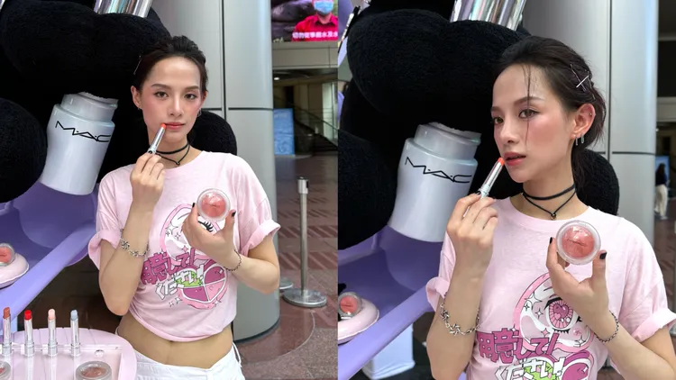 QQ水樂園以新上市的超漾光持色奶凍腮紅和超漾光幻色潤唇凍為靈感打造。張家玲攝