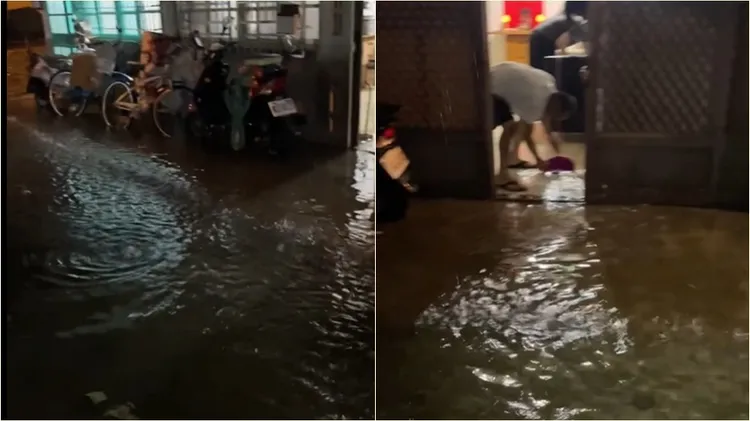 花蓮因颱風狂風豪雨傳出淹水狀況。翻攝自花蓮同鄉會臉書社團