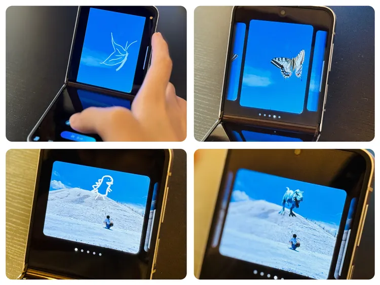 「塗鴉轉圖像」功能，只要在螢幕上作畫，便會生成實體物體。趙筱文攝。