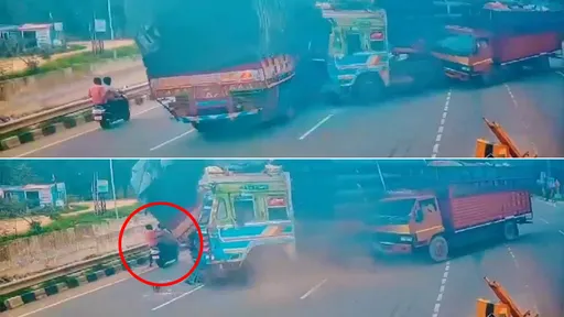 驚悚影片｜3貨車連環撞　機車騎士路過被當場砸死