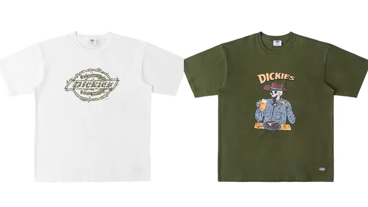 Dickies 城市工裝系列純棉LOGO印花T恤（左）、骷髏印花短袖T恤，各1380元。品牌提供
