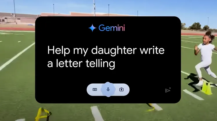 男子透過對Gemini下指令，令其寫出一封粉絲信。翻攝自Youtube@Google