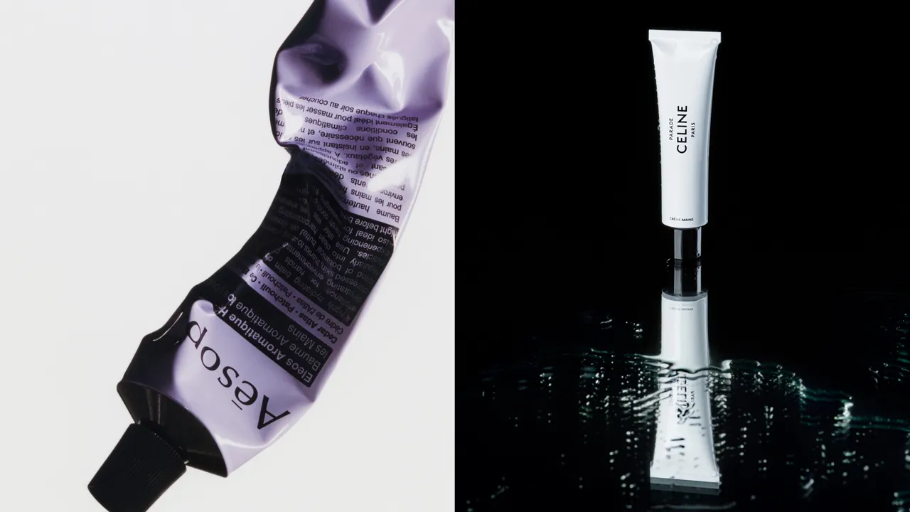 Aesop（左圖）推出厄勒俄斯芳香護手霜新作，CELINE Haute Parfumerie沐浴及身體系列也新推護手霜品項。品牌提供