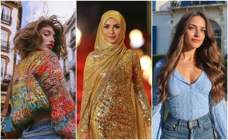 首屆AI小姐選美揭曉，來自摩洛哥的仿生美女蕾莉（中圖）被選為冠軍，第二名是法國甜心瓦琳娜（右圖）與第三名是葡萄牙正妹奧莉薇亞。翻攝World AI Creator Awards