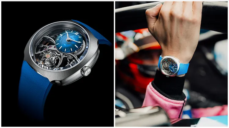 亨利慕時疾速者圓柱陀飛輪鏤空腕錶Alpine限量版，限量100只，344萬6000元。品牌提供