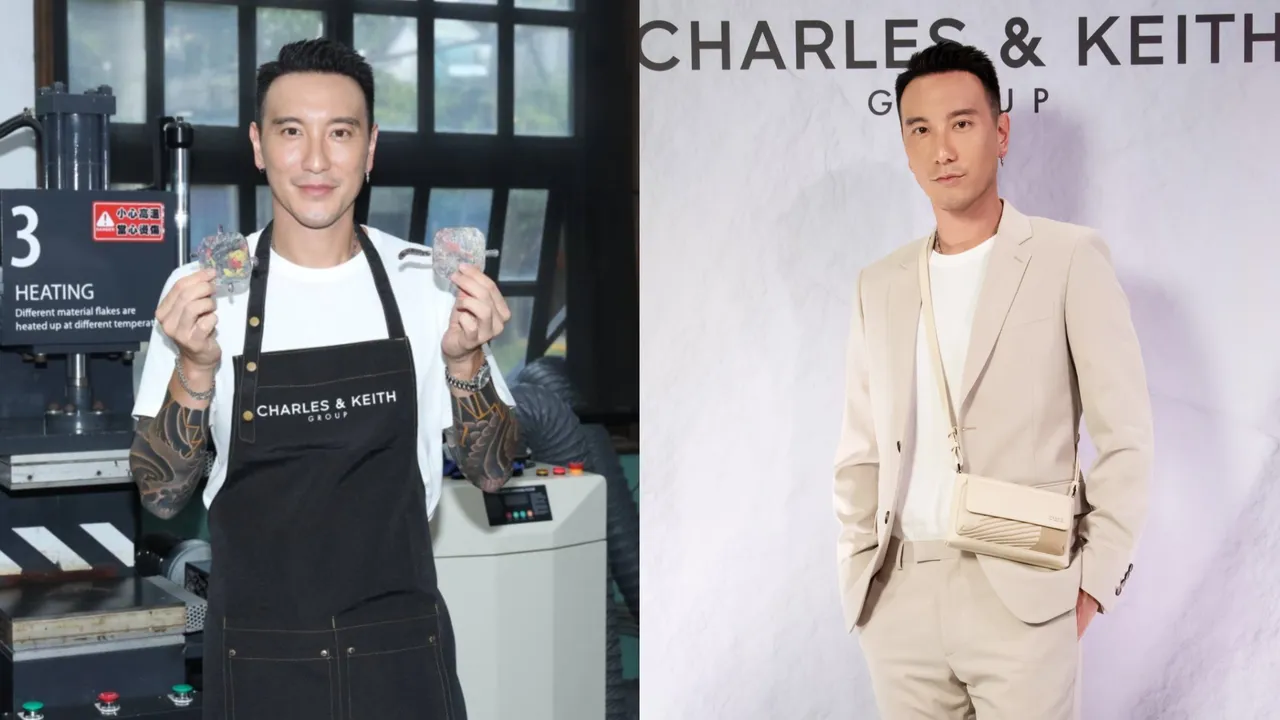 王陽明出席CHARLES & KEITH記者會。左圖攝影中心攝、右圖品牌提供